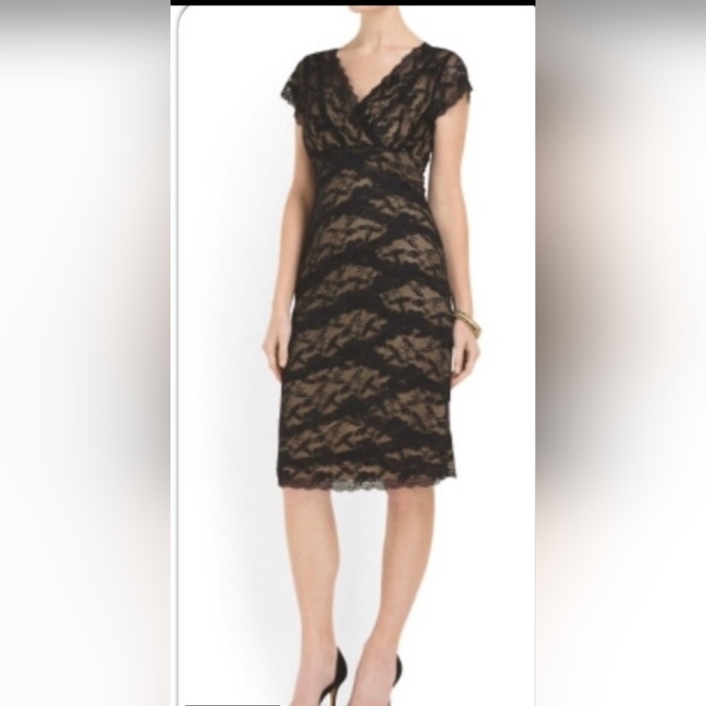 Helene Blake Women's Chic Black‎ Lace Midi Dress Size 14 NWT